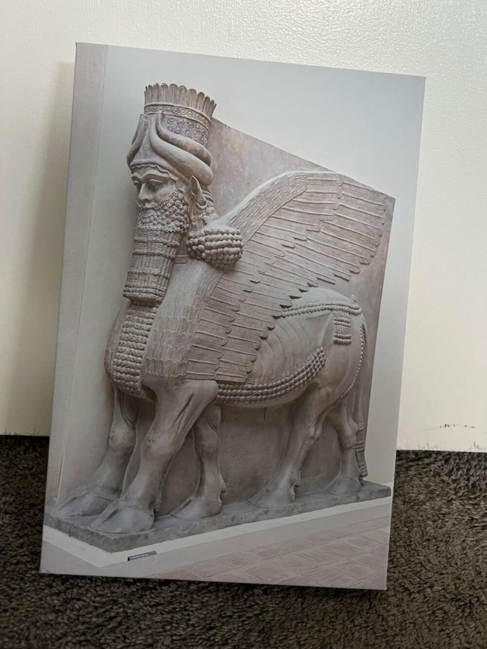 Ancient Assyrian Lamassu Winged Bull 18x12 Museum Style Canvas Print - Mesopot